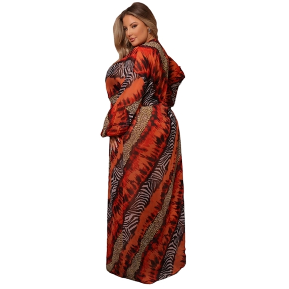 Fashion Nova Red Sheer Animal Print Cover Up - Picture 2 of 9